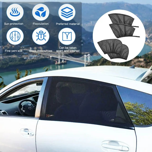 Premium Quality Car Window Cover- Stretchable Car Sunshades- Fits on All Cars ( Pack of 4)