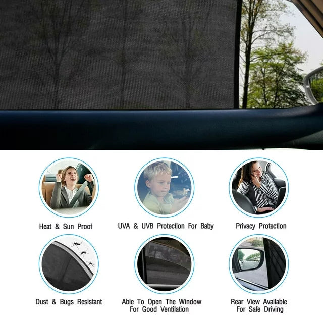 Premium Quality Car Window Cover- Stretchable Car Sunshades- Fits on All Cars ( Pack of 4)