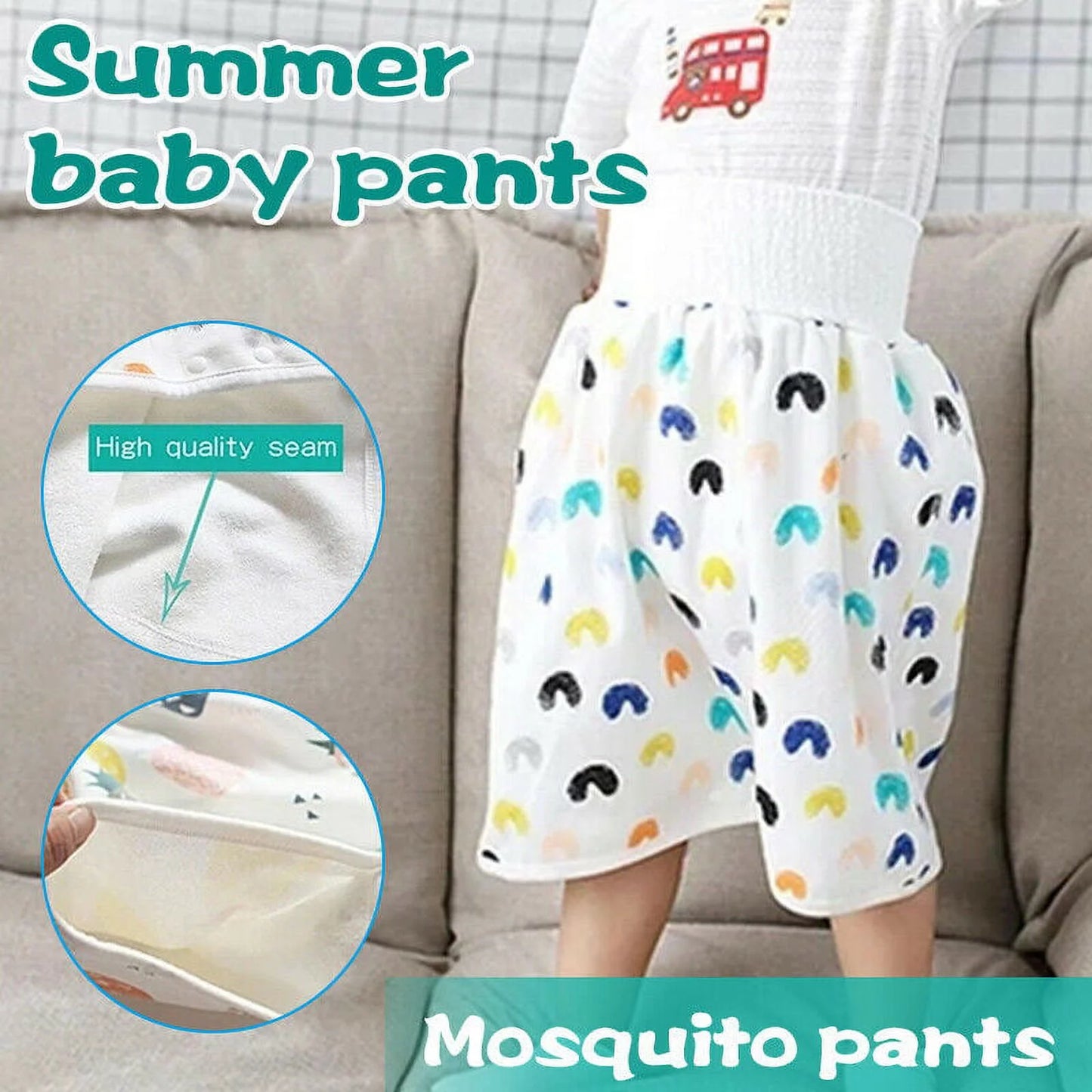 Waterproof Reusable Diaper Skirt - Night Time Reusable Diaper Cover Underwear - Baby Comfy Diaper Short for Boys and Girls