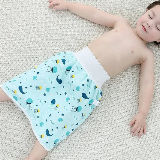 Waterproof Reusable Diaper Skirt - Night Time Reusable Diaper Cover Underwear - Baby Comfy Diaper Short for Boys and Girls